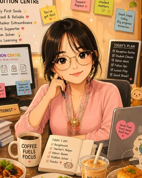 Illustrated portrait of Jia, Academic Support Coordinator at Mat + Lit